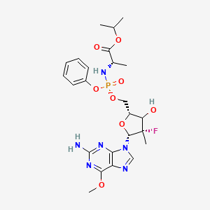 propan-2-yl (2S)-2-[[[(2R,4S,5R)-5-(2-amino-6-methoxypurin-9-yl)-4-fluoro-3-hydroxy-4-methyloxolan-2-yl]methoxy-phenoxyphosphoryl]amino]propanoate