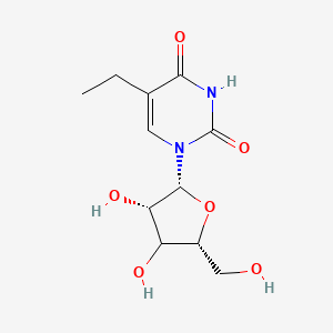 molecular formula C11H16N2O6 B12400275 1-[(2R,3S,5R)-3,4-dihydroxy-5-(hydroxymethyl)oxolan-2-yl]-5-ethylpyrimidine-2,4-dione 