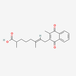 molecular formula C21H24O4 B1240036 (E)-2,6-dimethyl-8-(3-methyl-1,4-dioxonaphthalen-2-yl)oct-6-enoic acid CAS No. 77179-33-0