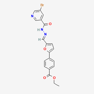 molecular formula C20H16BrN3O4 B1240040 ethyl 4-{5-[(E)-{2-[(5-bromopyridin-3-yl)carbonyl]hydrazinylidene}methyl]furan-2-yl}benzoate 