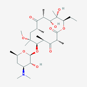molecular formula C30H53NO10 B1240047 6-(4-Dimethylamino-3-hydroxy-6-methyl-tetrahydro-pyran-2-yloxy)-14-ethyl-12,13-dihydroxy-7-methoxy-3,5,7,9,11,13-hexamethyl-oxacyclotetradecane-2,4,10-trione 