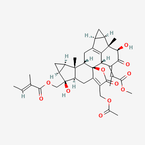 [(1R,2S,8R,9S,10S,12R,13S,14S,17S,19R,20S,21R)-5-(acetyloxymethyl)-9,21-dihydroxy-23-(1-methoxy-1-oxopropan-2-ylidene)-13,20-dimethyl-4,22-dioxo-3-oxaoctacyclo[14.7.1.02,6.02,14.08,13.010,12.017,19.020,24]tetracosa-5,16(24)-dien-9-yl]methyl (E)-2-methylbut-2-enoate