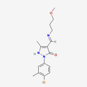 molecular formula C16H20BrN3O2 B1240086 2-(4-Bromo-3-methylphenyl)-4-[(3-methoxypropylamino)methylidene]-5-methyl-3-pyrazolone 