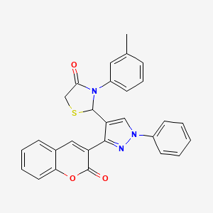 3-(3-methylphenyl)-2-[3-(2-oxochromen-3-yl)-1-phenylpyrazol-4-yl]-1,3-thiazolidin-4-one