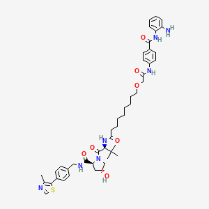 molecular formula C46H59N7O7S B12400916 (2S,4R)-1-[(2S)-2-[9-[2-[4-[(2-aminophenyl)carbamoyl]anilino]-2-oxoethoxy]nonanoylamino]-3,3-dimethylbutanoyl]-4-hydroxy-N-[[4-(4-methyl-1,3-thiazol-5-yl)phenyl]methyl]pyrrolidine-2-carboxamide 