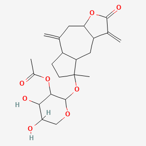 molecular formula C22H30O8 B12400924 4,5-Dihydroxy-2-((5-methyl-3,8-dimethylene-2-oxododecahydroazuleno[6,5-b]furan-5-yl)oxy)tetrahydro-2H-pyran-3-yl acetate 