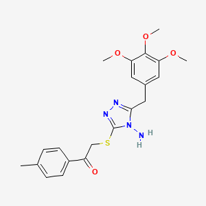 2-[[4-Amino-5-[(3,4,5-trimethoxyphenyl)methyl]-1,2,4-triazol-3-yl]sulfanyl]-1-(4-methylphenyl)ethanone