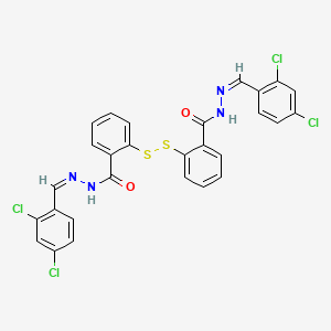 N-[(Z)-(2,4-dichlorophenyl)methylideneamino]-2-[[2-[[(Z)-(2,4-dichlorophenyl)methylideneamino]carbamoyl]phenyl]disulfanyl]benzamide