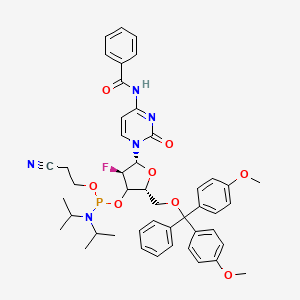 molecular formula C46H51FN5O8P B12401145 N-[1-[(2R,3R,5R)-5-[[bis(4-methoxyphenyl)-phenylmethoxy]methyl]-4-[2-cyanoethoxy-[di(propan-2-yl)amino]phosphanyl]oxy-3-fluorooxolan-2-yl]-2-oxopyrimidin-4-yl]benzamide 