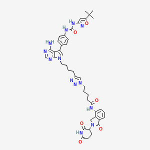 5-[4-[4-[4-amino-5-[4-[(5-tert-butyl-1,2-oxazol-3-yl)carbamoylamino]phenyl]pyrrolo[2,3-d]pyrimidin-7-yl]butyl]triazol-1-yl]-N-[2-(2,6-dioxopiperidin-3-yl)-1-oxo-3H-isoindol-4-yl]pentanamide