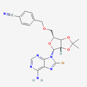 molecular formula C21H21BrN6O4 B12401405 4-[[(3aS,4R,6R)-4-(6-amino-8-bromopurin-9-yl)-2,2-dimethyl-3a,4,6,6a-tetrahydrofuro[3,4-d][1,3]dioxol-6-yl]methoxymethyl]benzonitrile 