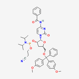 molecular formula C46H52N5O8P B12401432 N-[1-[(2R,3S,5S)-5-[[bis(4-methoxyphenyl)-phenylmethoxy]methyl]-3-[2-cyanoethoxy-[di(propan-2-yl)amino]phosphanyl]oxyoxolan-2-yl]-2-oxopyrimidin-4-yl]benzamide 