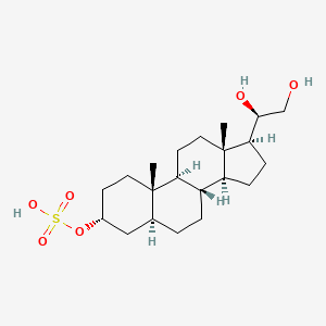 molecular formula C21H36O6S B1240153 [(3R,5S,8R,9S,10S,13S,14S,17S)-17-[(1R)-1,2-dihydroxyethyl]-10,13-dimethyl-2,3,4,5,6,7,8,9,11,12,14,15,16,17-tetradecahydro-1H-cyclopenta[a]phenanthren-3-yl] hydrogen sulfate CAS No. 57991-37-4