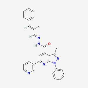 3-methyl-N-[(E)-[(E)-2-methyl-3-phenylprop-2-enylidene]amino]-1-phenyl-6-pyridin-3-ylpyrazolo[3,4-b]pyridine-4-carboxamide