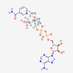 molecular formula C21H27N7O14P2 B12401622 [[(2R,3S,4R,5R)-5-(6-aminopurin-9-yl)-3,4-dihydroxyoxolan-2-yl]methoxy-hydroxyphosphoryl] [(2R,3S,4R,5R)-5-(3-carbamoylpyridin-1-ium-1-yl)-3,4-dihydroxy(2,3,4,5-13C4)oxolan-2-yl](113C)methyl phosphate 