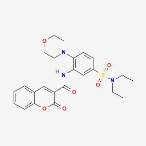 molecular formula C24H27N3O6S B1240171 N-[5-(diethylsulfamoyl)-2-(4-morpholinyl)phenyl]-2-oxo-1-benzopyran-3-carboxamide 
