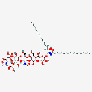 molecular formula C73H131N3O31 B12401748 (2S,4S,5R,6R)-5-acetamido-2-[(2S,3R,4S,5S,6R)-2-[(2R,3S,4R,5R,6S)-5-acetamido-6-[(2S,3R,4S,5S,6R)-2-[(2R,3S,4R,5R,6R)-4,5-dihydroxy-2-(hydroxymethyl)-6-[(E,2S,3R)-3-hydroxy-2-(octadecanoylamino)octadec-4-enoxy]oxan-3-yl]oxy-3,5-dihydroxy-6-(hydroxymethyl)oxan-4-yl]oxy-4-hydroxy-2-(hydroxymethyl)oxan-3-yl]oxy-3,5-dihydroxy-6-(hydroxymethyl)oxan-4-yl]oxy-4-hydroxy-6-[(1R,2R)-1,2,3-trihydroxypropyl]oxane-2-carboxylic acid 