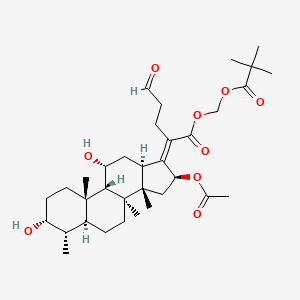 molecular formula C34H52O9 B12402014 2,2-dimethylpropanoyloxymethyl (2Z)-2-[(3R,4S,5S,8S,9S,10S,11R,13R,14S,16S)-16-acetyloxy-3,11-dihydroxy-4,8,10,14-tetramethyl-2,3,4,5,6,7,9,11,12,13,15,16-dodecahydro-1H-cyclopenta[a]phenanthren-17-ylidene]-5-oxopentanoate 