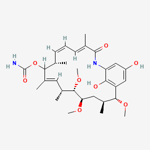 molecular formula C30H44N2O8 B1240203 [(4E,6Z,8S,10E,12R,13S,14R,16S,17R)-20,22-dihydroxy-13,14,17-trimethoxy-4,8,10,12,16-pentamethyl-3-oxo-2-azabicyclo[16.3.1]docosa-1(21),4,6,10,18(22),19-hexaen-9-yl] carbamate 