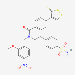 N-[(2-methoxy-4-nitrophenyl)methyl]-N-[2-(4-sulfamoylphenyl)ethyl]-4-(3-sulfanylidenedithiol-4-yl)benzamide