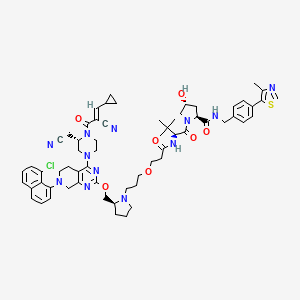 (2S,4R)-1-[(2S)-2-[3-[3-[(2S)-2-[[7-(8-chloronaphthalen-1-yl)-4-[(3S)-4-[(E)-2-cyano-3-cyclopropylprop-2-enoyl]-3-(cyanomethyl)piperazin-1-yl]-6,8-dihydro-5H-pyrido[3,4-d]pyrimidin-2-yl]oxymethyl]pyrrolidin-1-yl]propoxy]propanoylamino]-3,3-dimethylbutanoyl]-4-hydroxy-N-[[4-(4-methyl-1,3-thiazol-5-yl)phenyl]methyl]pyrrolidine-2-carboxamide