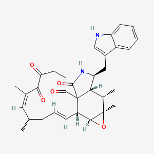 molecular formula C32H36N2O5 B1240246 (7Z,9S,11E,13R,14S,16R,17S,18R,19S)-19-(1H-Indol-3-ylmethyl)-7,9,16,17-tetramethyl-15-oxa-20-azatetracyclo[11.8.0.01,18.014,16]henicosa-7,11-diene-2,5,6,21-tetrone CAS No. 50645-76-6