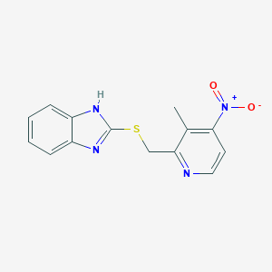 molecular formula C14H12N4O2S B124025 1H-苯并咪唑，2-[[(3-甲基-4-硝基-2-吡啶基)甲基]硫代]- CAS No. 152402-98-7