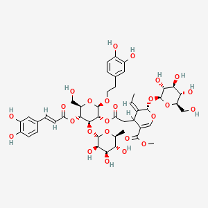 molecular formula C46H58O25 B1240256 甲基（5Z，6S）-4-[2-[(2R，3R，4S，5R，6R）-2-[2-（3，4-二羟基苯基）乙氧基]-5-[(E）-3-（3，4-二羟基苯基）丙-2-烯酰基]氧基-6-（羟甲基）-4-[(2S，3R，4R，5R，6S）-3，4，5-三羟基-6-甲基氧杂环-2-基]氧基氧杂环-3-基]氧基-2-氧代乙基]-5-乙叉基-6-[(2S，3R，4S，5S，6R）-3，4，5-三羟基-6-（羟甲基）氧杂环-2-基]氧基-4H-吡喃-3-羧酸酯 CAS No. 111116-28-0