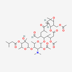 [6-[5-acetyloxy-6-[[(14E)-7-acetyloxy-2-(acetyloxymethyl)-3-ethyl-8,12,16-trimethyl-5,13-dioxo-10-(2-oxoethyl)-4,17-dioxabicyclo[14.1.0]heptadec-14-en-9-yl]oxy]-4-(dimethylamino)-2-methyloxan-3-yl]oxy-4-hydroxy-2,4-dimethyloxan-3-yl] 3-methylbutanoate