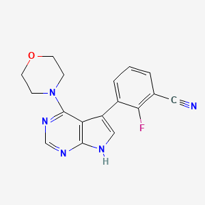 2-fluoro-3-(4-morpholin-4-yl-7H-pyrrolo[2,3-d]pyrimidin-5-yl)benzonitrile