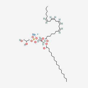 molecular formula C45H80NaO10P B12402849 sodium;2,3-dihydroxypropyl [(2R)-1,1,2,3,3-pentadeuterio-2-[(7Z,10Z,13Z,16Z)-docosa-7,10,13,16-tetraenoyl]oxy-3-heptadecanoyloxypropyl] phosphate 