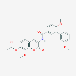 [8-Methoxy-3-[[4-methoxy-3-(3-methoxyphenyl)benzoyl]amino]-2-oxochromen-7-yl] acetate