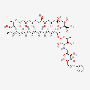 molecular formula C60H87NO22 B1240304 (1R,3S,5R,6R,9R,11R,15S,16R,17R,18S,19E,21E,23E,25E,27E,29E,31E,33R,35S,36R,37S)-33-[(2R,3S,4S,5S,6R)-3,5-dihydroxy-4-[[(3S)-3-hydroxy-3-[(4R,5R)-5-hydroxy-2-phenyl-1,3-dioxan-4-yl]-2-oxopropyl]amino]-6-methyloxan-2-yl]oxy-1,3,5,6,9,11,17,37-octahydroxy-15,16,18-trimethyl-13-oxo-14,39-dioxabicyclo[33.3.1]nonatriaconta-19,21,23,25,27,29,31-heptaene-36-carboxylic acid 