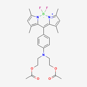 molecular formula C27H32BF2N3O4 B12403049 2-[N-(2-acetyloxyethyl)-4-(2,2-difluoro-4,6,10,12-tetramethyl-3-aza-1-azonia-2-boranuidatricyclo[7.3.0.03,7]dodeca-1(12),4,6,8,10-pentaen-8-yl)anilino]ethyl acetate 