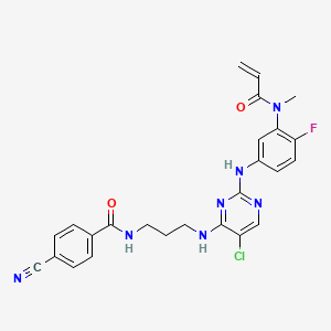 N-[3-[[5-chloro-2-[4-fluoro-3-[methyl(prop-2-enoyl)amino]anilino]pyrimidin-4-yl]amino]propyl]-4-cyanobenzamide