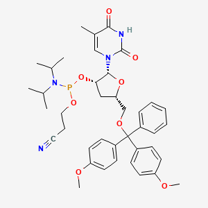 3-[[(2R,3S,5S)-5-[[bis(4-methoxyphenyl)-phenylmethoxy]methyl]-2-(5-methyl-2,4-dioxopyrimidin-1-yl)oxolan-3-yl]oxy-[di(propan-2-yl)amino]phosphanyl]oxypropanenitrile