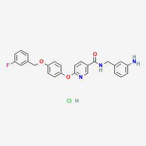 N-[(3-aminophenyl)methyl]-6-[4-[(3-fluorophenyl)methoxy]phenoxy]pyridine-3-carboxamide;hydrochloride