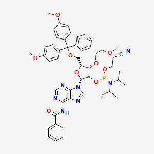 molecular formula C50H58N7O9P B12403409 N-[9-[(2R,4S,5R)-5-[[bis(4-methoxyphenyl)-phenylmethoxy]methyl]-3-[2-cyanoethoxy-[di(propan-2-yl)amino]phosphanyl]oxy-4-(2-methoxyethoxy)oxolan-2-yl]purin-6-yl]benzamide 