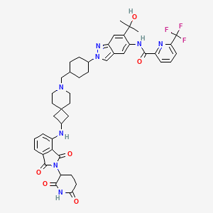 N-[2-[4-[[2-[[2-(2,6-dioxopiperidin-3-yl)-1,3-dioxoisoindol-4-yl]amino]-7-azaspiro[3.5]nonan-7-yl]methyl]cyclohexyl]-6-(2-hydroxypropan-2-yl)indazol-5-yl]-6-(trifluoromethyl)pyridine-2-carboxamide