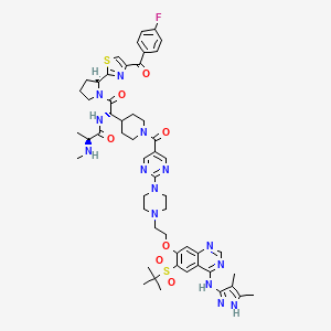 (2S)-N-[(1S)-1-[1-[2-[4-[2-[6-tert-butylsulfonyl-4-[(4,5-dimethyl-1H-pyrazol-3-yl)amino]quinazolin-7-yl]oxyethyl]piperazin-1-yl]pyrimidine-5-carbonyl]piperidin-4-yl]-2-[(2S)-2-[4-(4-fluorobenzoyl)-1,3-thiazol-2-yl]pyrrolidin-1-yl]-2-oxoethyl]-2-(methylamino)propanamide