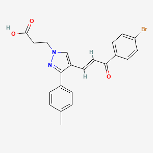 molecular formula C22H19BrN2O3 B1240353 3-[4-[(E)-3-(4-bromophenyl)-3-oxoprop-1-enyl]-3-(4-methylphenyl)pyrazol-1-yl]propanoic acid 