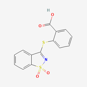 molecular formula C14H9NO4S2 B12403619 2-[(1,1-Dioxo-1,2-benzothiazol-3-yl)sulfanyl]benzoic acid 