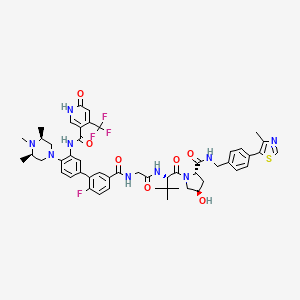 N-[5-[2-fluoro-5-[[2-[[(2S)-1-[(2S,4R)-4-hydroxy-2-[[4-(4-methyl-1,3-thiazol-5-yl)phenyl]methylcarbamoyl]pyrrolidin-1-yl]-3,3-dimethyl-1-oxobutan-2-yl]amino]-2-oxoethyl]carbamoyl]phenyl]-2-[(3R,5S)-3,4,5-trimethylpiperazin-1-yl]phenyl]-6-oxo-4-(trifluoromethyl)-1H-pyridine-3-carboxamide