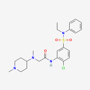 molecular formula C23H31ClN4O3S B1240392 N-[2-chloro-5-[ethyl(phenyl)sulfamoyl]phenyl]-2-[methyl-(1-methyl-4-piperidinyl)amino]acetamide 