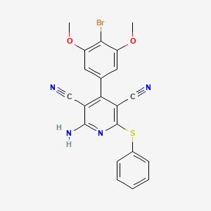 molecular formula C21H15BrN4O2S B12403941 2-Amino-4-(4-bromo-3,5-dimethoxyphenyl)-6-phenylsulfanylpyridine-3,5-dicarbonitrile 