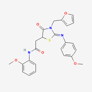 molecular formula C24H23N3O5S B1240395 2-[3-(2-furanylmethyl)-2-(4-methoxyphenyl)imino-4-oxo-5-thiazolidinyl]-N-(2-methoxyphenyl)acetamide 