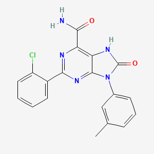 molecular formula C19H14ClN5O2 B1240410 2-(2-氯苯基)-9-(3-甲基苯基)-8-氧代-7H-嘌呤-6-甲酰胺 