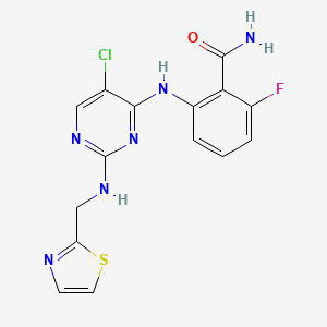 molecular formula C15H12ClFN6OS B12404279 2-[[5-Chloro-2-(1,3-thiazol-2-ylmethylamino)pyrimidin-4-yl]amino]-6-fluorobenzamide 