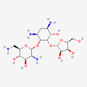molecular formula C17H34N4O10 B1240436 (2R,3S,4R,5R,6R)-5-amino-2-(aminomethyl)-6-[(1R,3S,4R,6S)-4,6-diamino-2-[(2S,3R,4S,5R)-3,4-dihydroxy-5-(hydroxymethyl)oxolan-2-yl]oxy-3-hydroxycyclohexyl]oxyoxane-3,4-diol 
