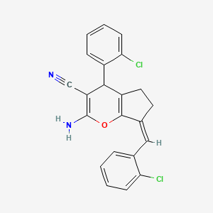 molecular formula C22H16Cl2N2O B1240438 (7Z)-2-氨基-4-(2-氯苯基)-7-[(2-氯苯基)亚甲基]-5,6-二氢-4H-环戊并[b]吡喃-3-腈 